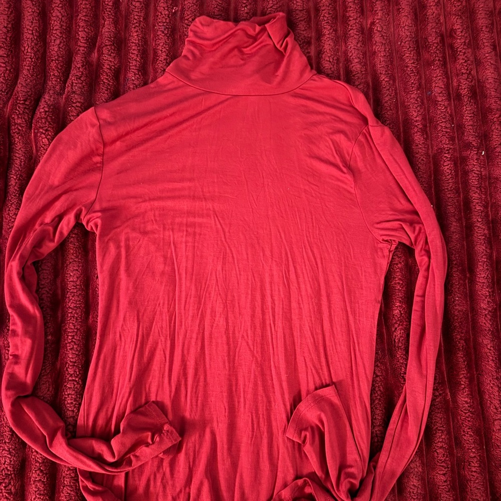 Red Turtleneck Top